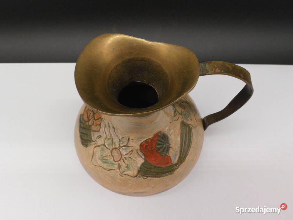 Stary Mosiężny Dzbanek Vintage Emalia Cloisonn Raszków