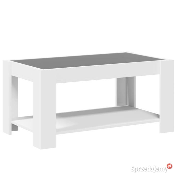 Stolik kawowy z LED biały 93x53x45 materiał Warszawa