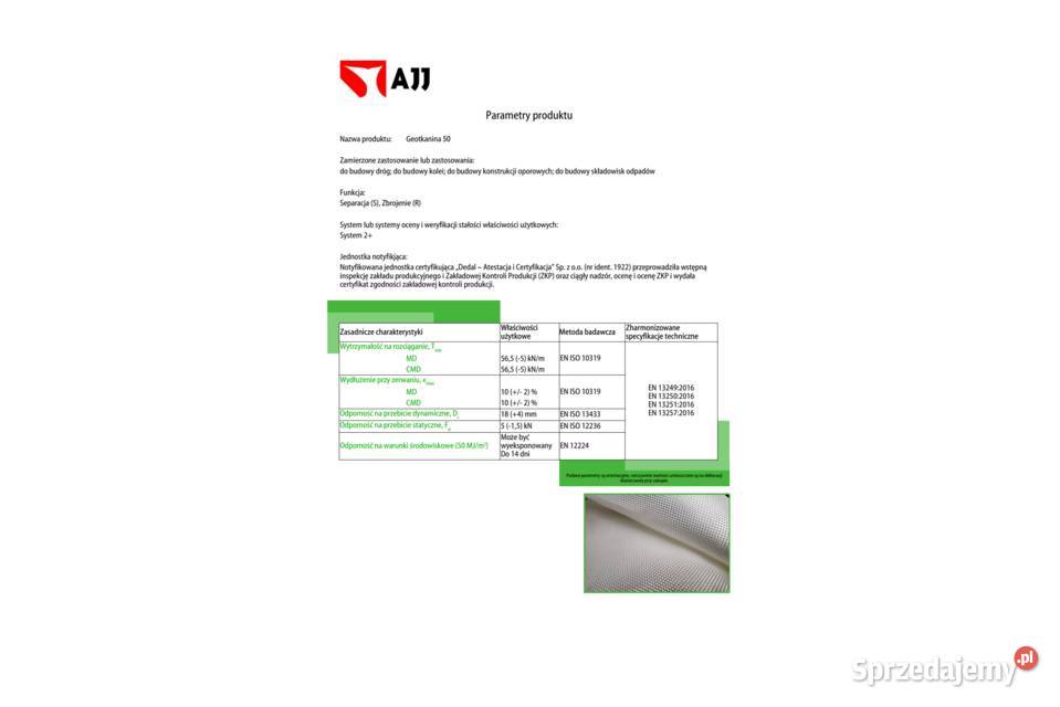 Geotkanina mocniejsza niż geowłóknina 50kN 54m mazowieckie Warszawa