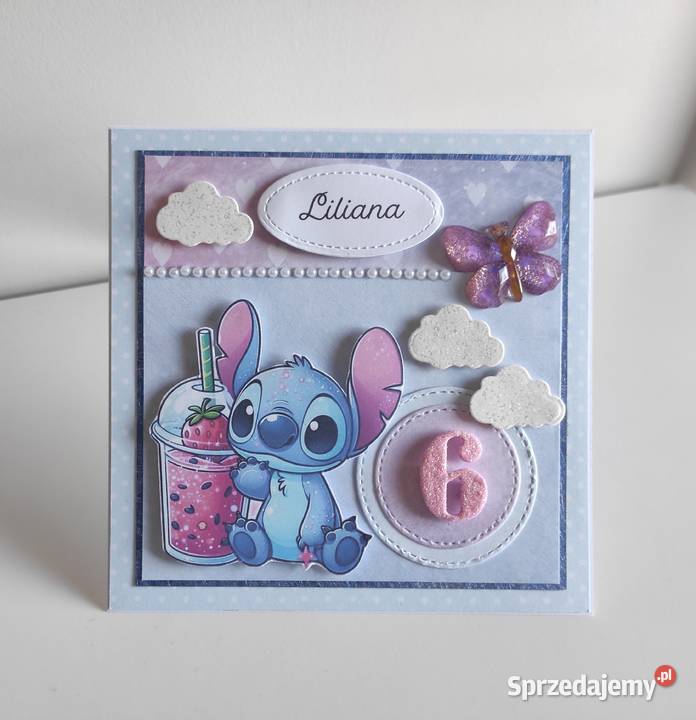 Kartka ręcznie robiona na urodziny Stich 2 Łódź