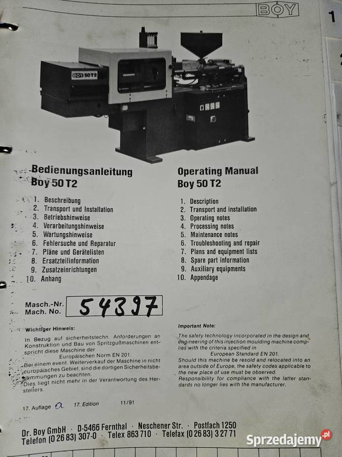 Karty sterujace DTR wtryskarka Boy 50 T2 Kamostek