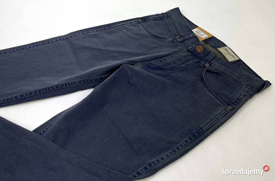 Spodnie męskie Wrangler Greensboro Navy Washed Odzież codzienna Pisz