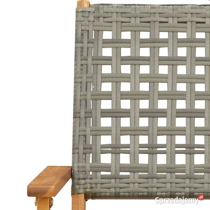 3cz zestaw mebli bistro szary rattan PE i drewno Zestawy mebli ogrodowych