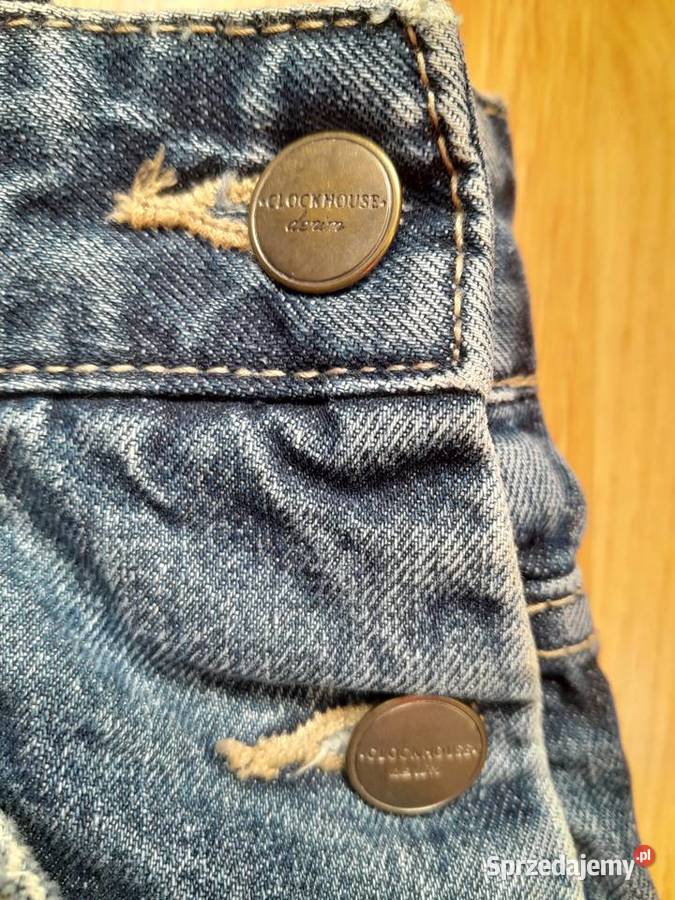 Spodnie ogrodniczki jeans damskie krótkie Bez wzoru Polkowice