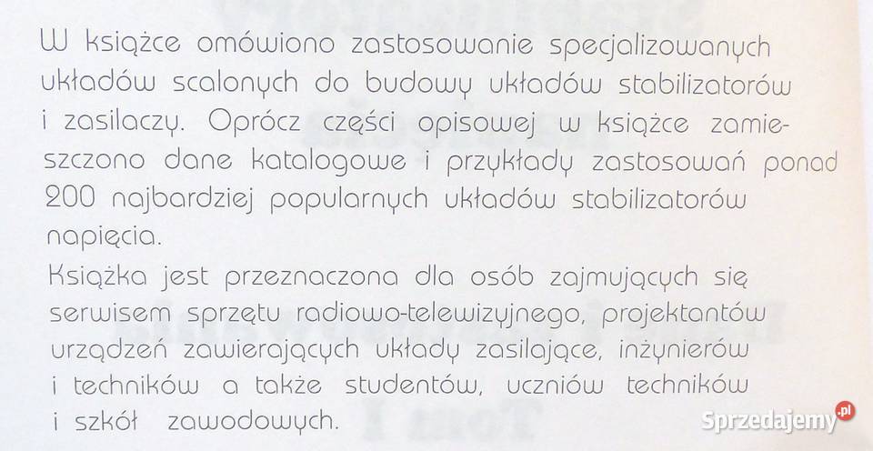 T Stabilizatory napięcia Dane i zastosowania Tom mazowieckie Warszawa