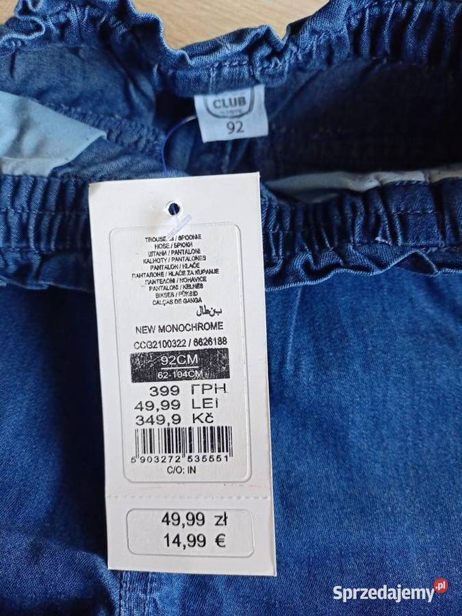 Spodnie jeansowe dziecięce cienkie granatowe 92 Płock