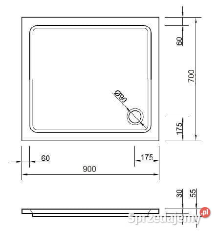 Brodzik prostokątny 90x70 w promocyjnej Brodziki Szczecin