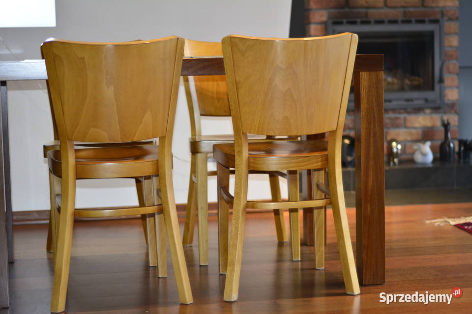 Krzesła drewniane 4 sztuki stan Stoły, krzesła, biurka wielkopolskie Poznań