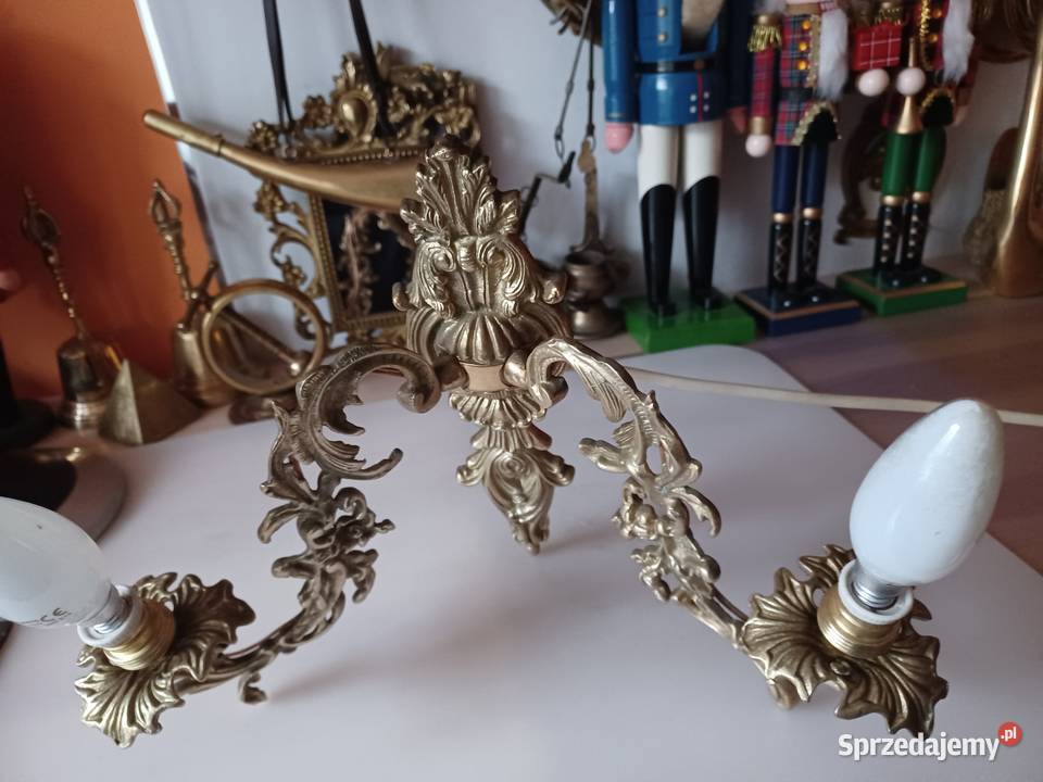 Piękny mosiężny kinkiet z wyłącznikiem Poznań