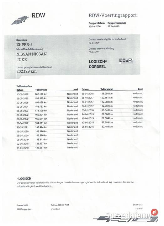 16 NAVI PISEMNA GWARANCJA PRZEBIEGU LEDY KAMERA pomorskie