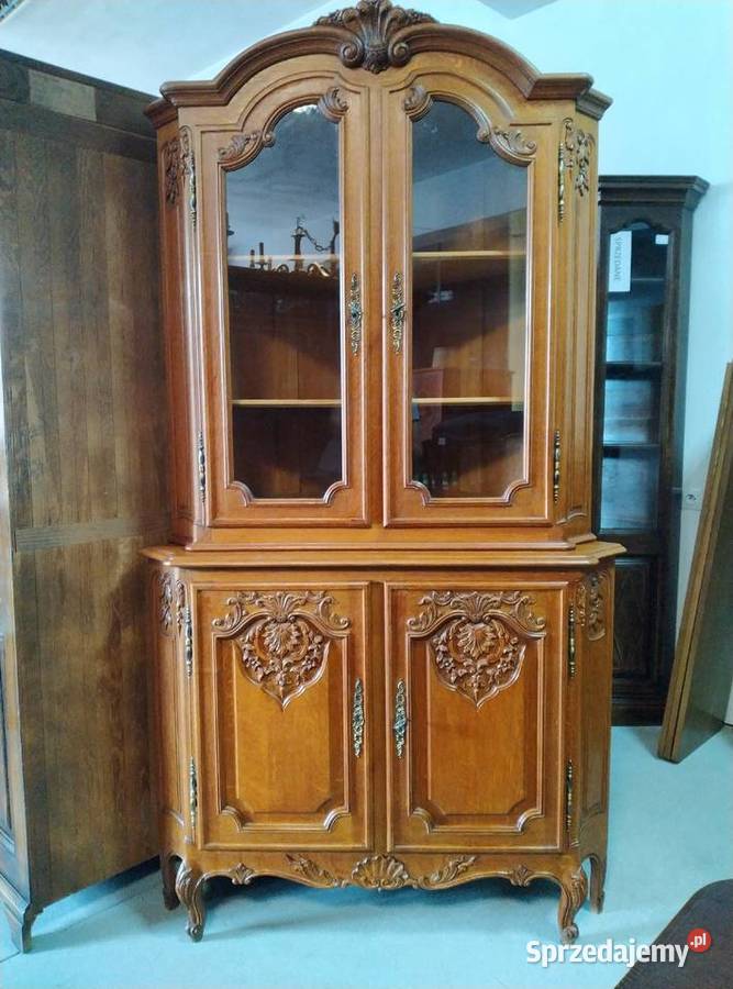 Witryna ludwikowska narożna lite drewno dębowe Meble podlaskie Białystok