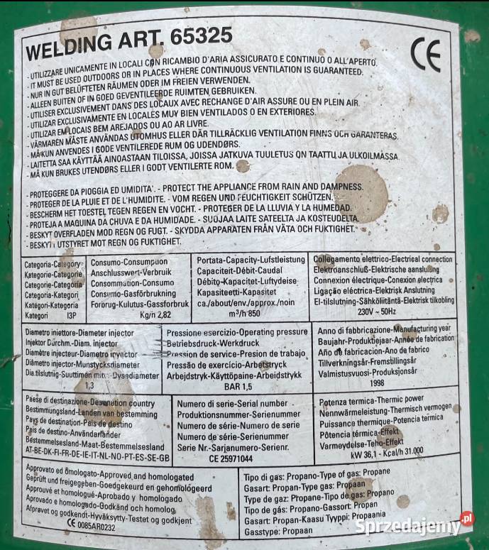 Nagrzewnica gazowa 36kw