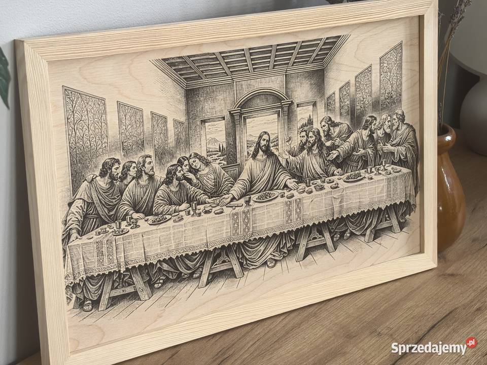 Ostatnia Wieczerza grawerowany obraz na drewnie Myślenice sprzedam