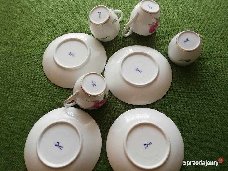 Filiżanki łabędzia szyja porcelana Miśnia małopolskie Gorlice