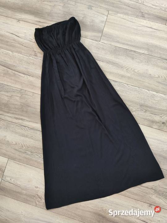 Czarna sukienka Maxi Boohoo 36 Vintage y2k biały Spódnice i sukienki Jasło sprzedam