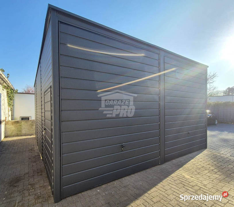 Garaż blaszany 6x6m 2x brama uchylna drzwi okno wielkopolskie