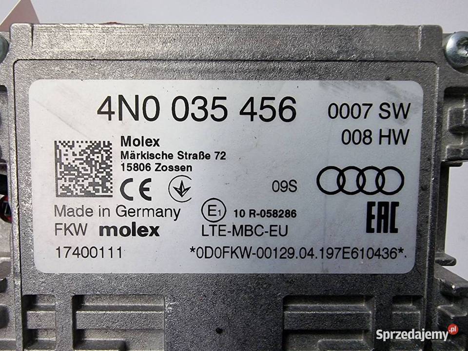 MODUŁ AUDI A4 B9 4N0035456 WZMACNIACZ ANTENY kujawsko-pomorskie Lipno sprzedam
