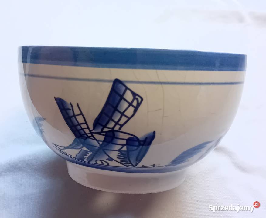 Ceramiczna doniczka w stylu Delft druga połowa Koźminek