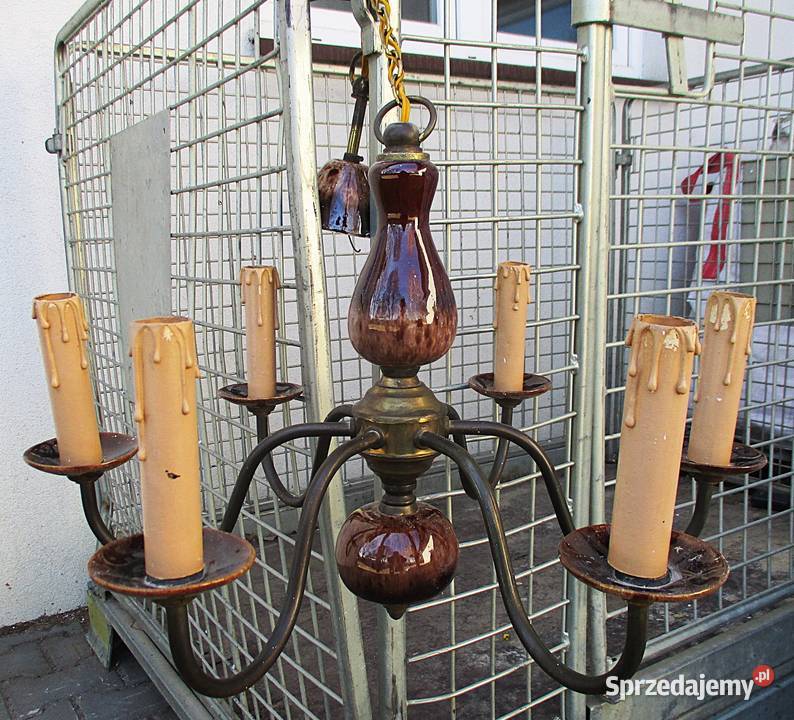 Żyrandol 6ramienny Ceramika Mirostowice PRL Pozostałe Nieporęt