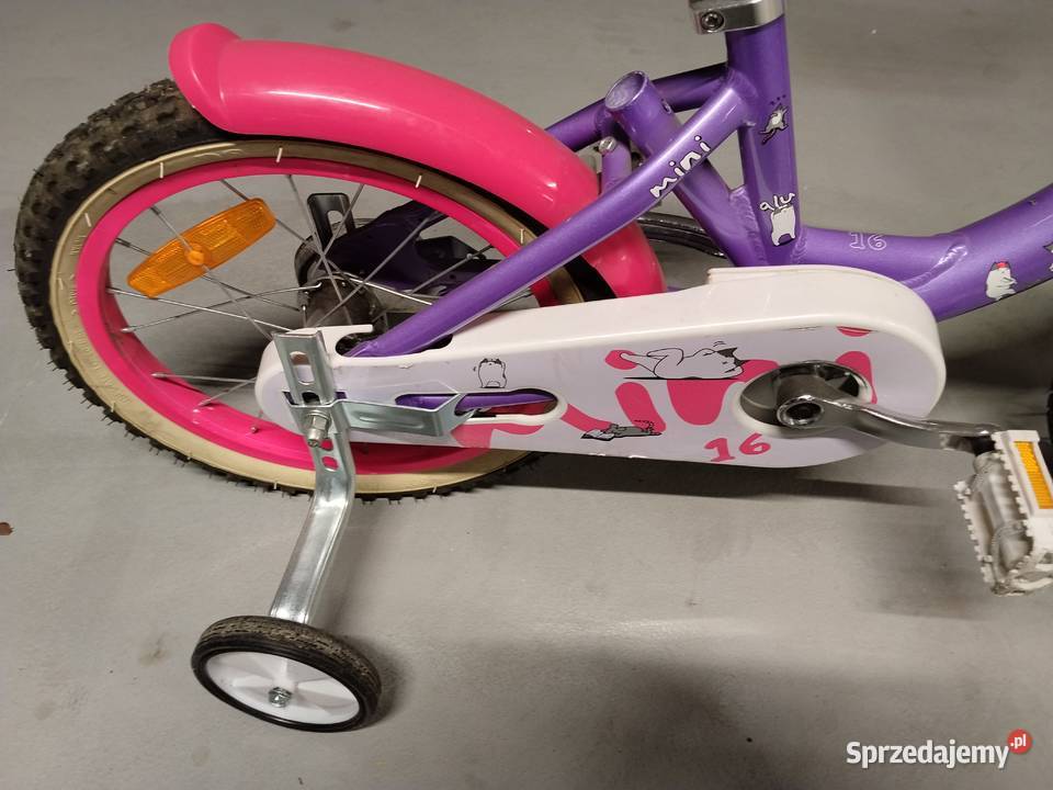 Rower dziecięcy fioletoworóżowy koła 16 kółka