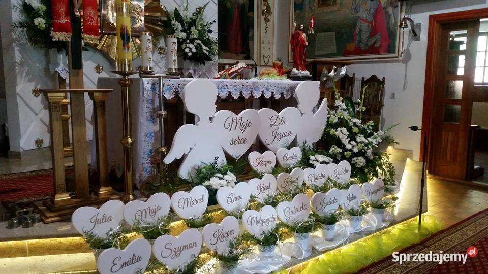Serce z imionami dzieci na Pierwsza Komunię Jasienica Rosielna