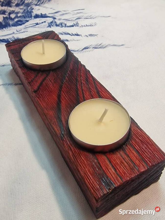 Świecznik Shou Sugi Ban drewno świerkowe Sępopol