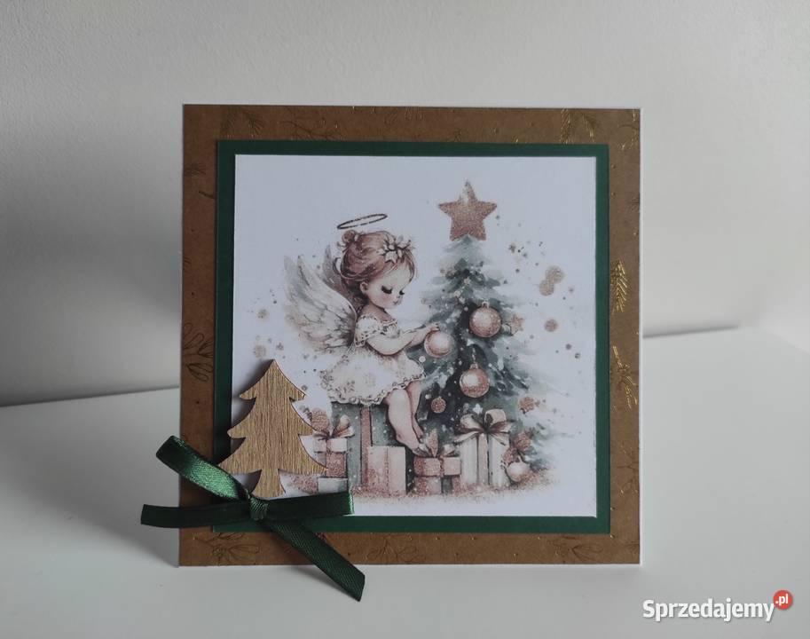 Kartka ręcznie robiona handmade świąteczna Boże Łódź