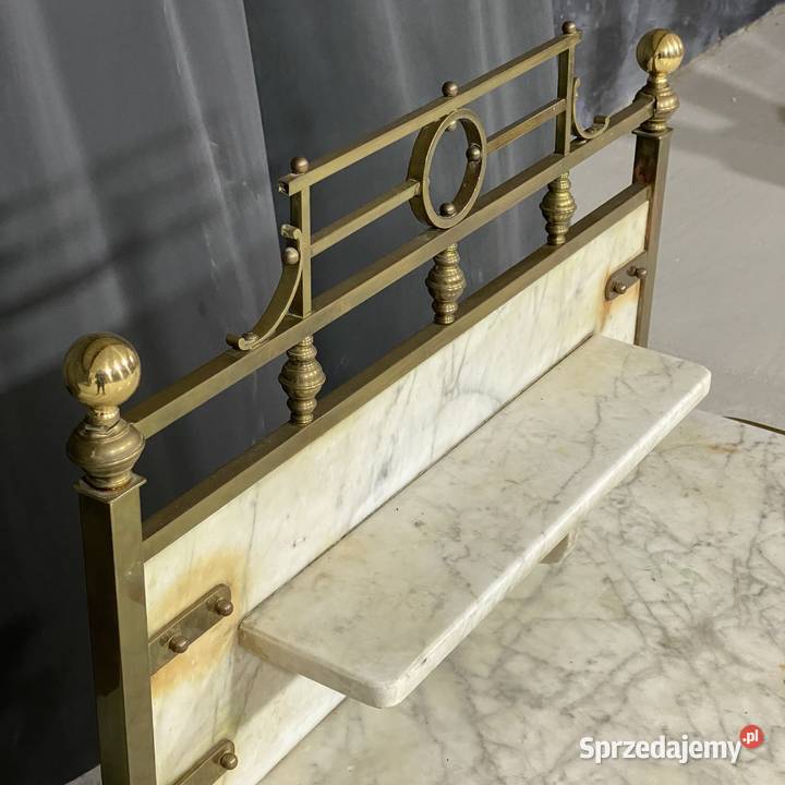 Antyczna konsola etażerka marmurowa z mosiężnym Budno