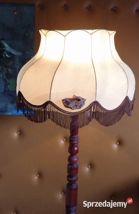 Lampa podłogowa drewno toczone lata 70 mazowieckie Grodzisk Mazowiecki