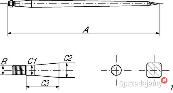 Ząb ładowacza prosty profil podwójne T 36x810 mm Do maszyn uprawowych