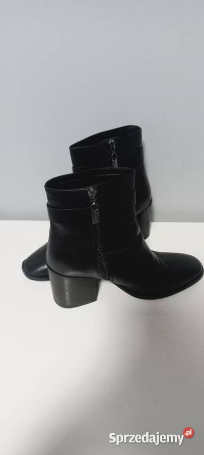 Botki skórzane na słupku jesień wiosna Gino Gdańsk