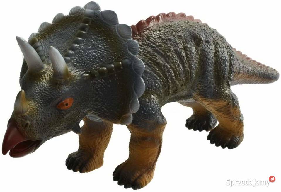 Duży Dinozaur Ryczy Triceratops Figurka Gumowa z Mogilany