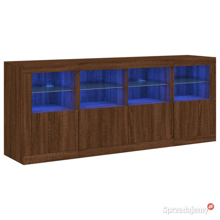 Szafka z oświetleniem LED brązowy dąb 163x37x67