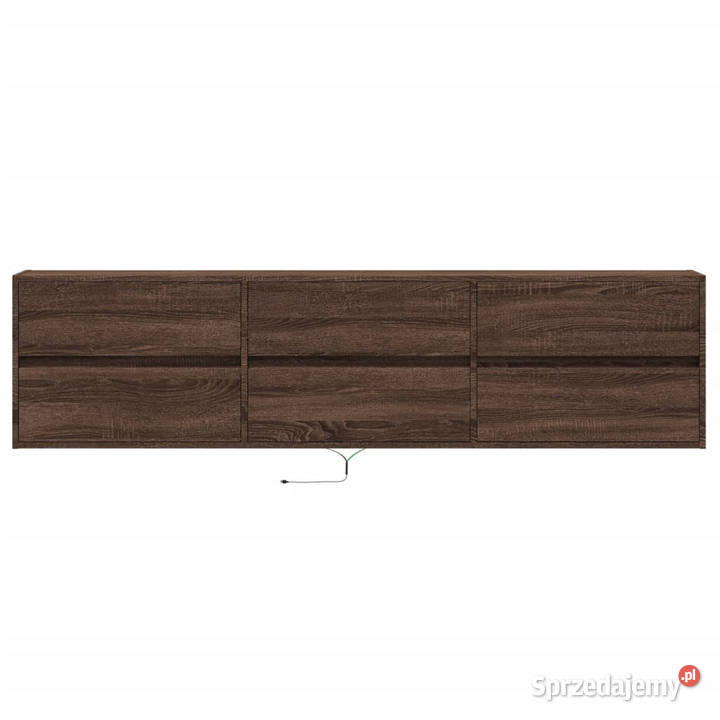 Ścienna szafka TV z LED brązowy dąb 180x31x45 mazowieckie Warszawa