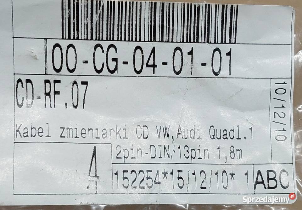 KABEL ZMIENIARKI CD DIN 13pin wtyk QUADLOCK12pin Mielęcin