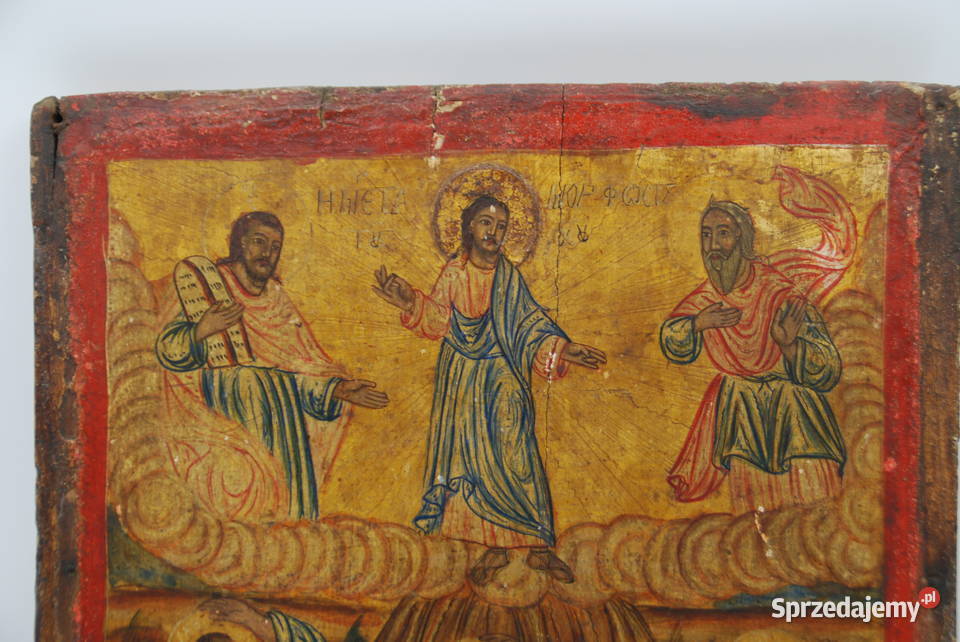 Duża ikona obraz Jezus Chrystus Grecja XIX wiek wielkopolskie Poznań