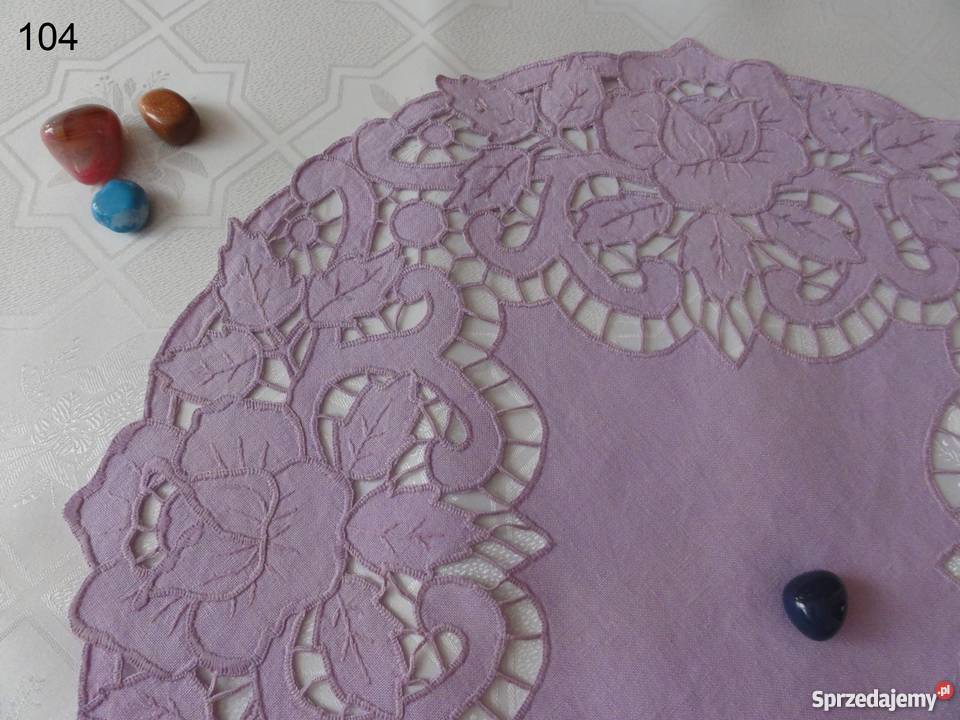 Serwetki kolorowe fioletowe wyszywane haf Lublin