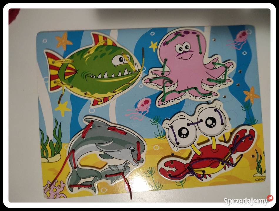 Drewniana zabawka przyszywanka sznurowanka Płock sprzedam