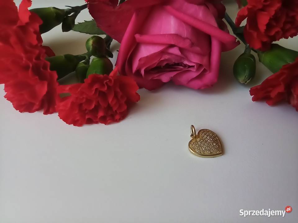 Zawieszka serce srebrna 925 pozłacana cyrkonie mazowieckie Warszawa