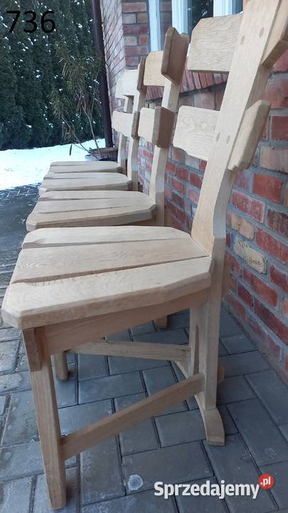 Krzesła dębowe drewniane 4 rustykalne twarde Meble Gawroniec