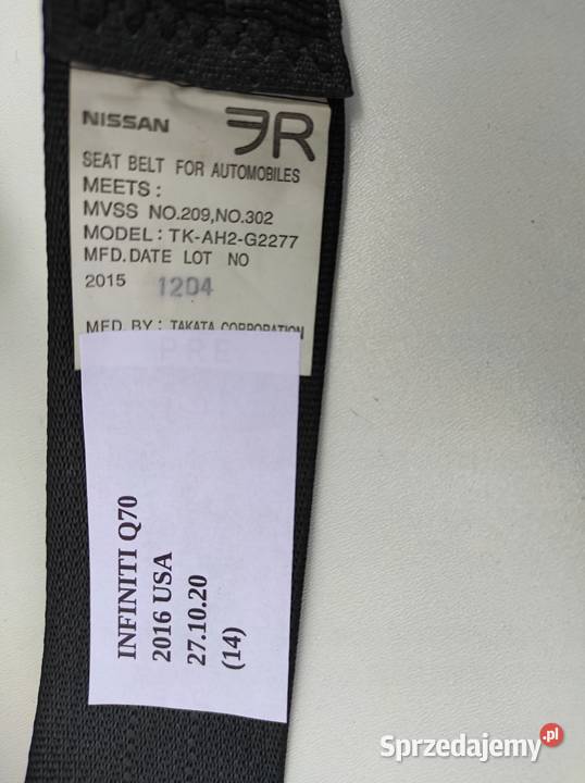 DESKA ROZDZIELCZA PASY AIRBAG INFINITI Q70 M37 deski rozdzielcze, konsole Nowy Tomyśl