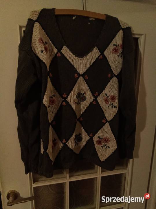 Sweter vintage lata 90te róże Swetry i golfy Warszawa