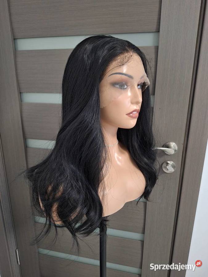 Czarna falowana długa peruka koronkowa pomorskie Malbork sprzedam