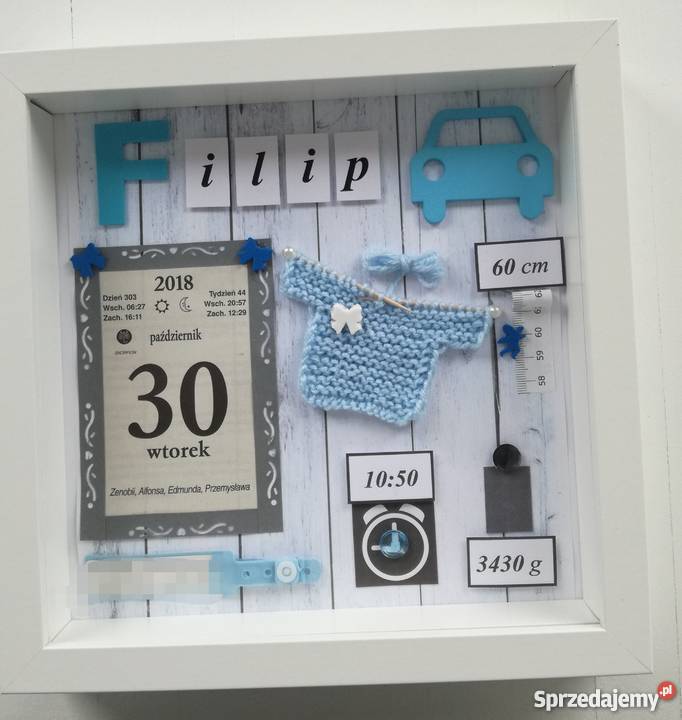 Metryczka Prezent na urodziny narodziny chrzest