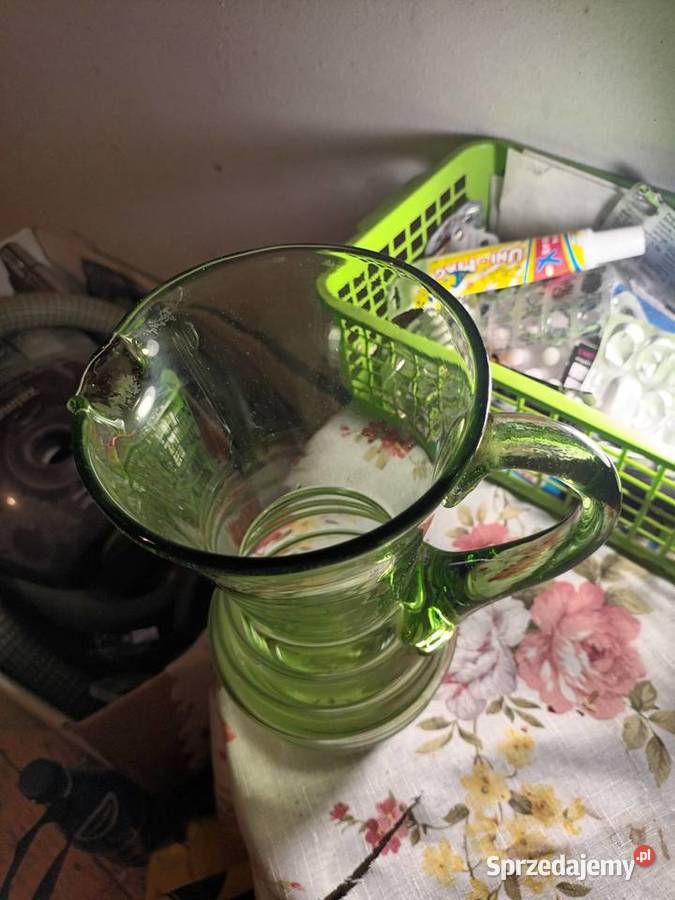Zielony dzbanek na wode lemoniade Porcelana i szkło Antyki, Sztuka, Kolekcje