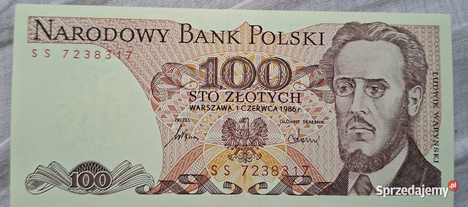 Banknot z PRL 100 śląskie Dąbrowa Górnicza