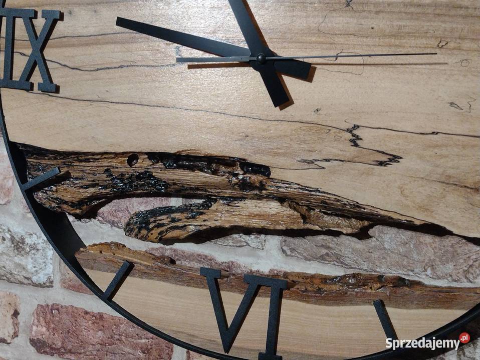 Zegar Handmade drewno i metal Zamość