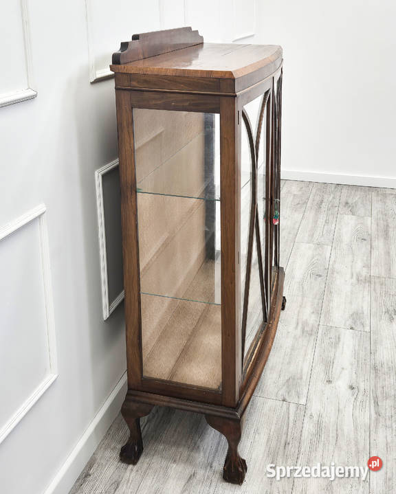 Angielska Witryna ORZECHOWA serwantka 129cm Kredensy i witryny Kalisz