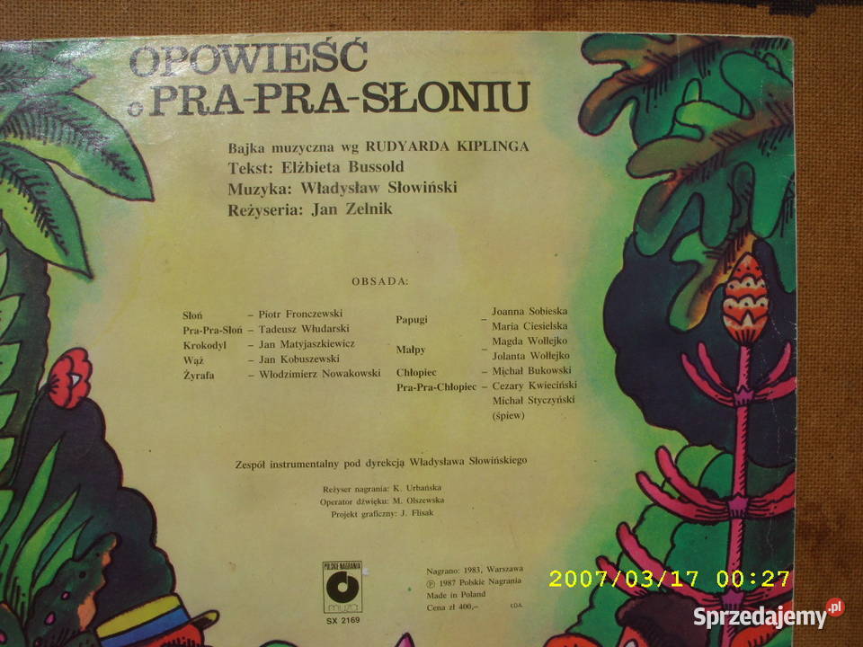 O LP bajka muzyczna Opowiesc o praprasloniu Płyty i kasety Wołów