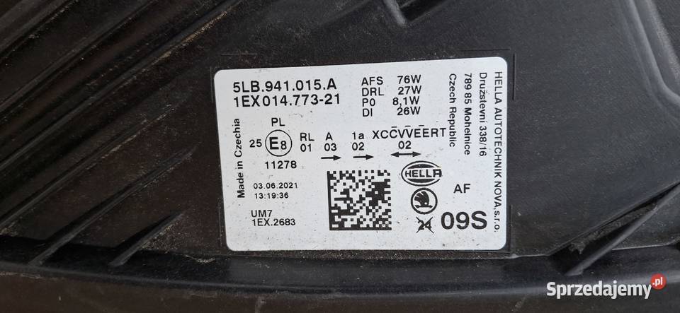 SKODA ENYAQ REFLEKTOR LEWY FULL LED LAMPA LEWA Bieleń sprzedam